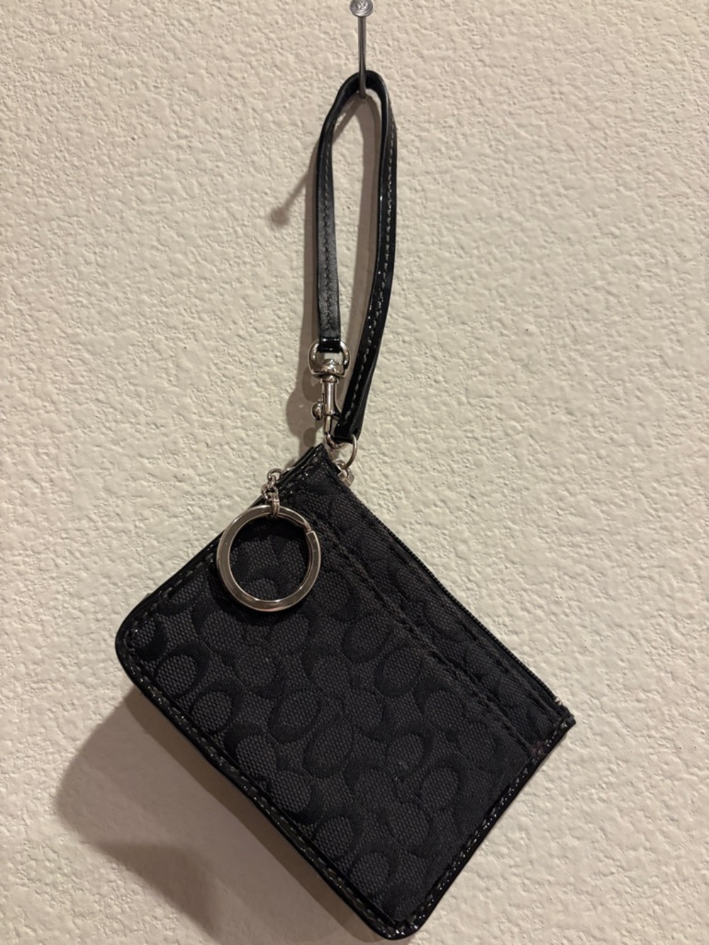 Coach Black Signature Wristlet Card Case